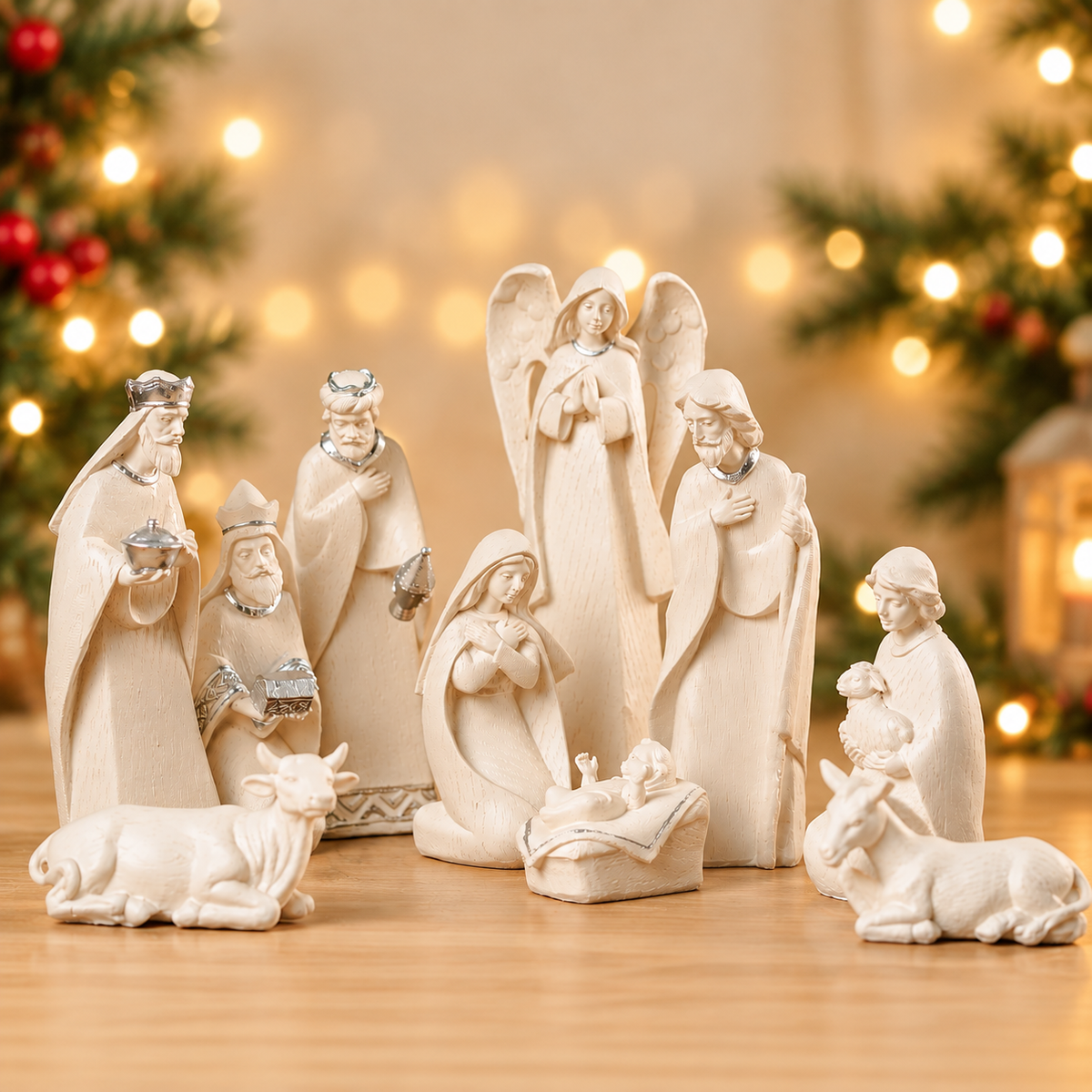 THD723 Premium 10-Piece Nativity Crib Set