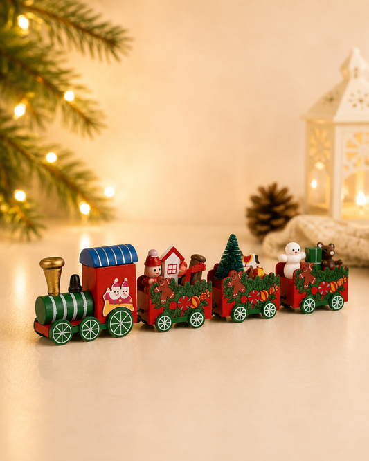 THD737 Wooden Colorful Christmas Train
