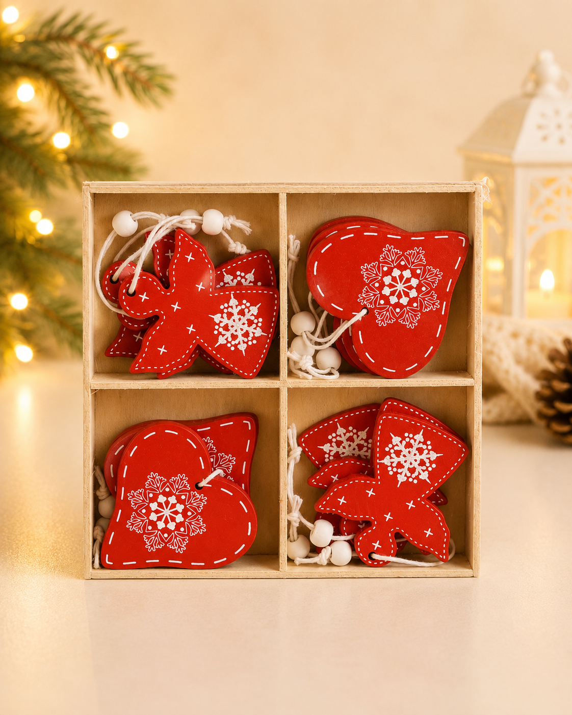 THD738 Red Christmas Tree Ornament Set