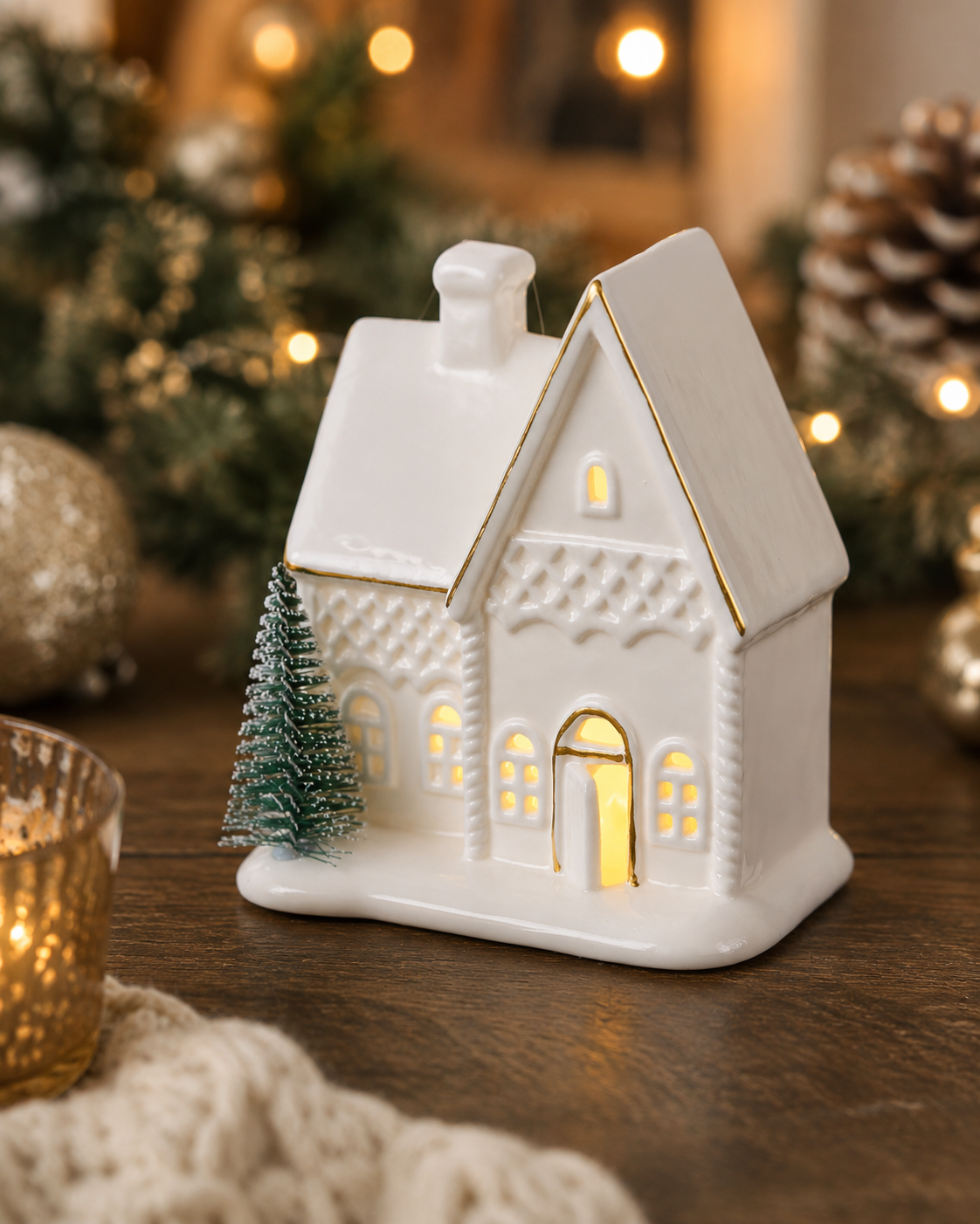 THD778 Glowing Ceramic Christmas Village House