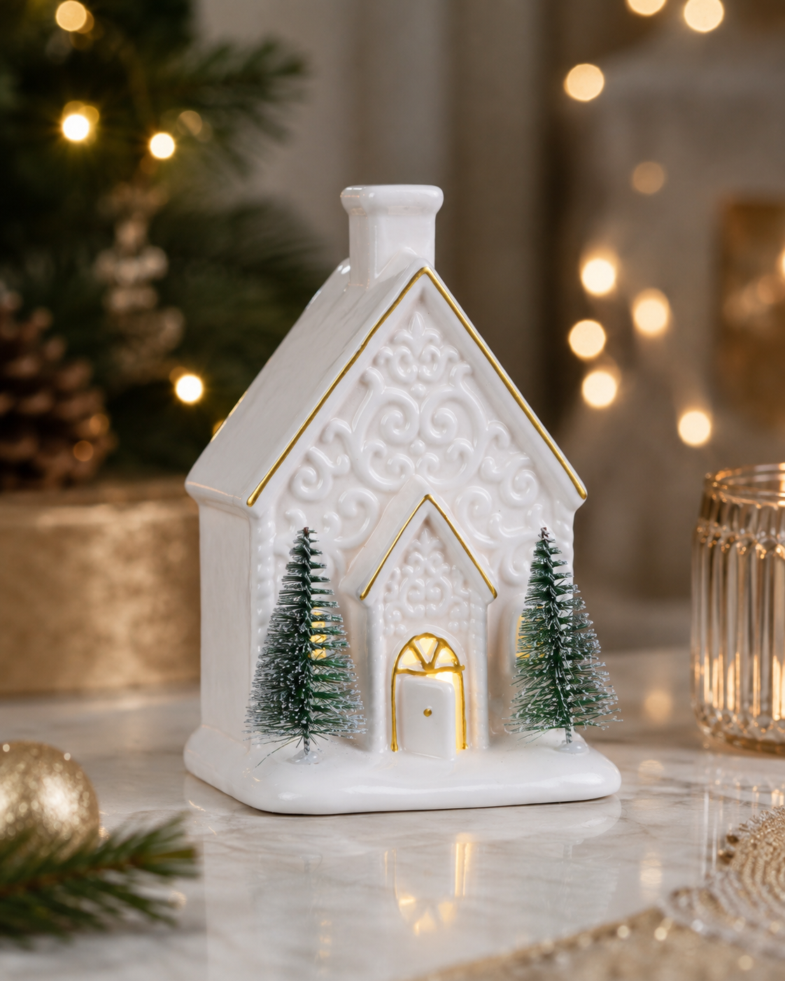 THD780 Glowing Ceramic Christmas Cottage