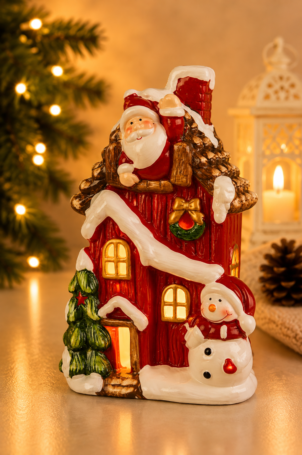 THD796 Light-Up Christmas Santa Cottage
