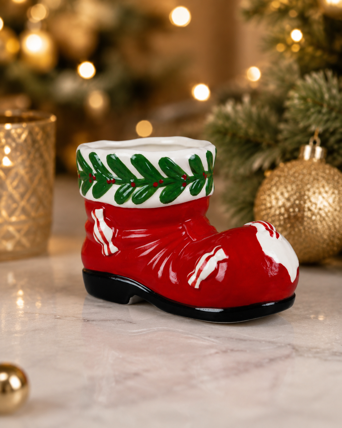THD820 Red Christmas Stocking Boot Décor