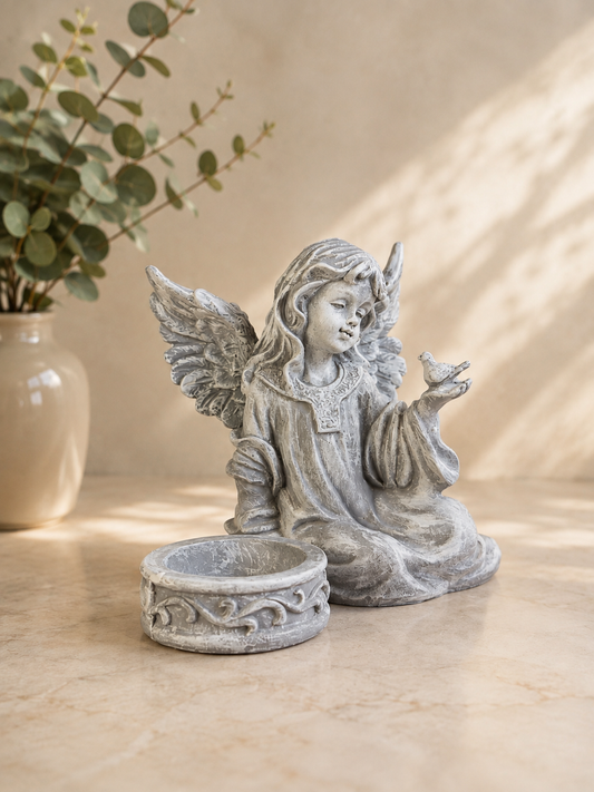 THD859 Angel Tealight Holder with Bird