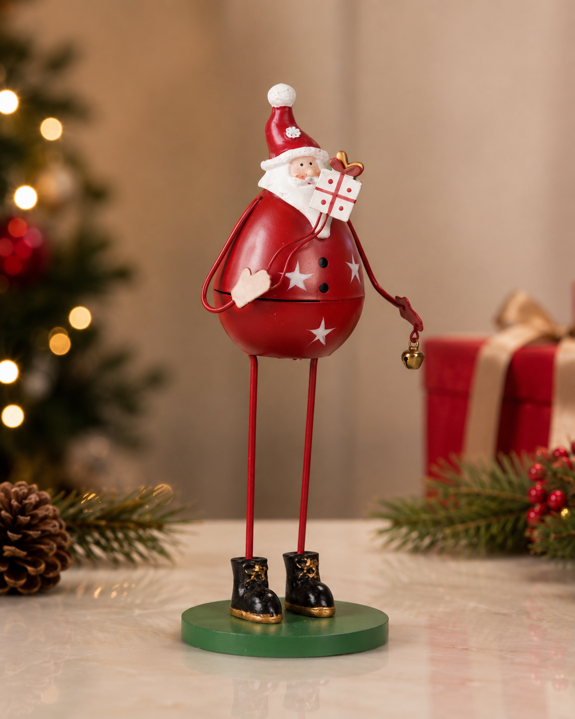 THD981 Whimsical Santa Christmas Tabletop Decoration – Metal