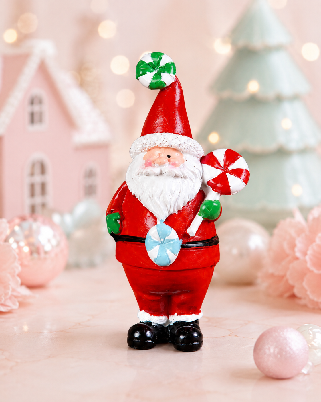 THD984 Santa Claus Candy Cane Christmas Figurine – Resin