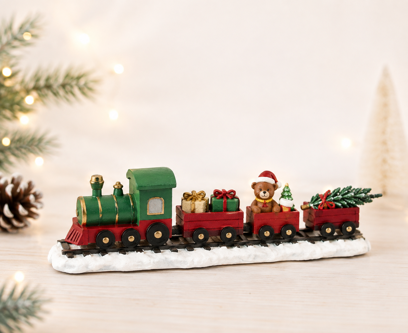 THD987 Christmas Train with Santa & Gifts – Resin Tabletop Decoration