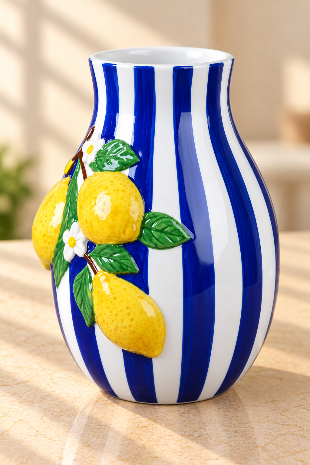 TT-180 Lemon Striped Ceramic Vase / Planter