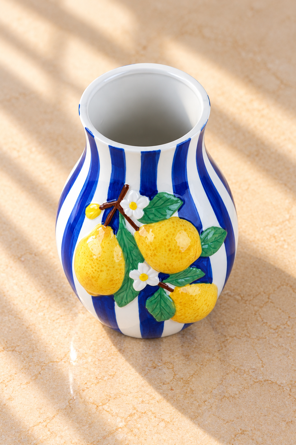 TT-180 Lemon Striped Ceramic Vase / Planter