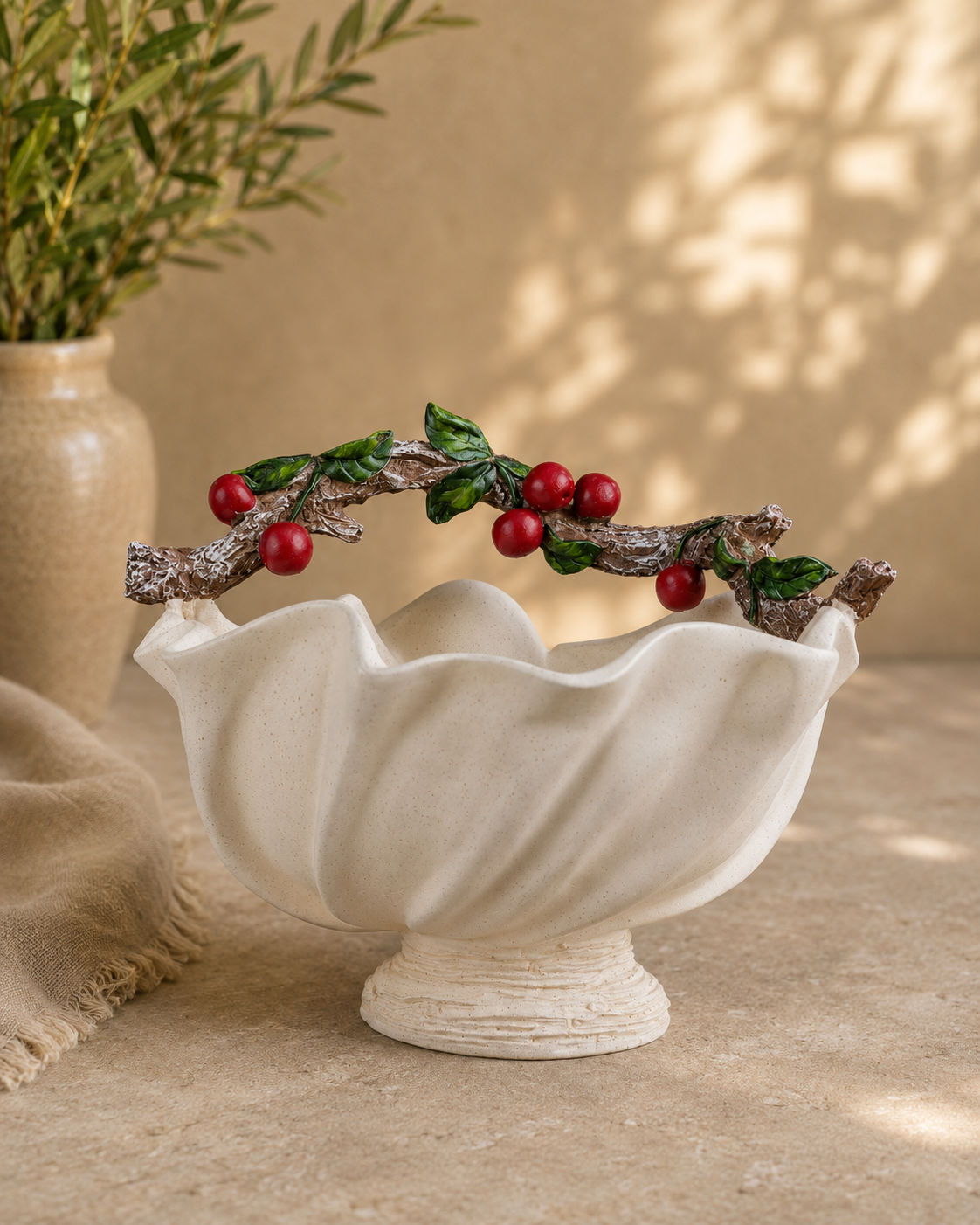 TT107 Cherry Branch Decorative Serving Bowl & Multipurpose Holder