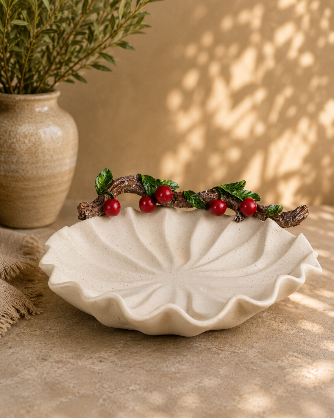 TT108 Cherry Branch Decorative Serving Platter & Multipurpose Holder