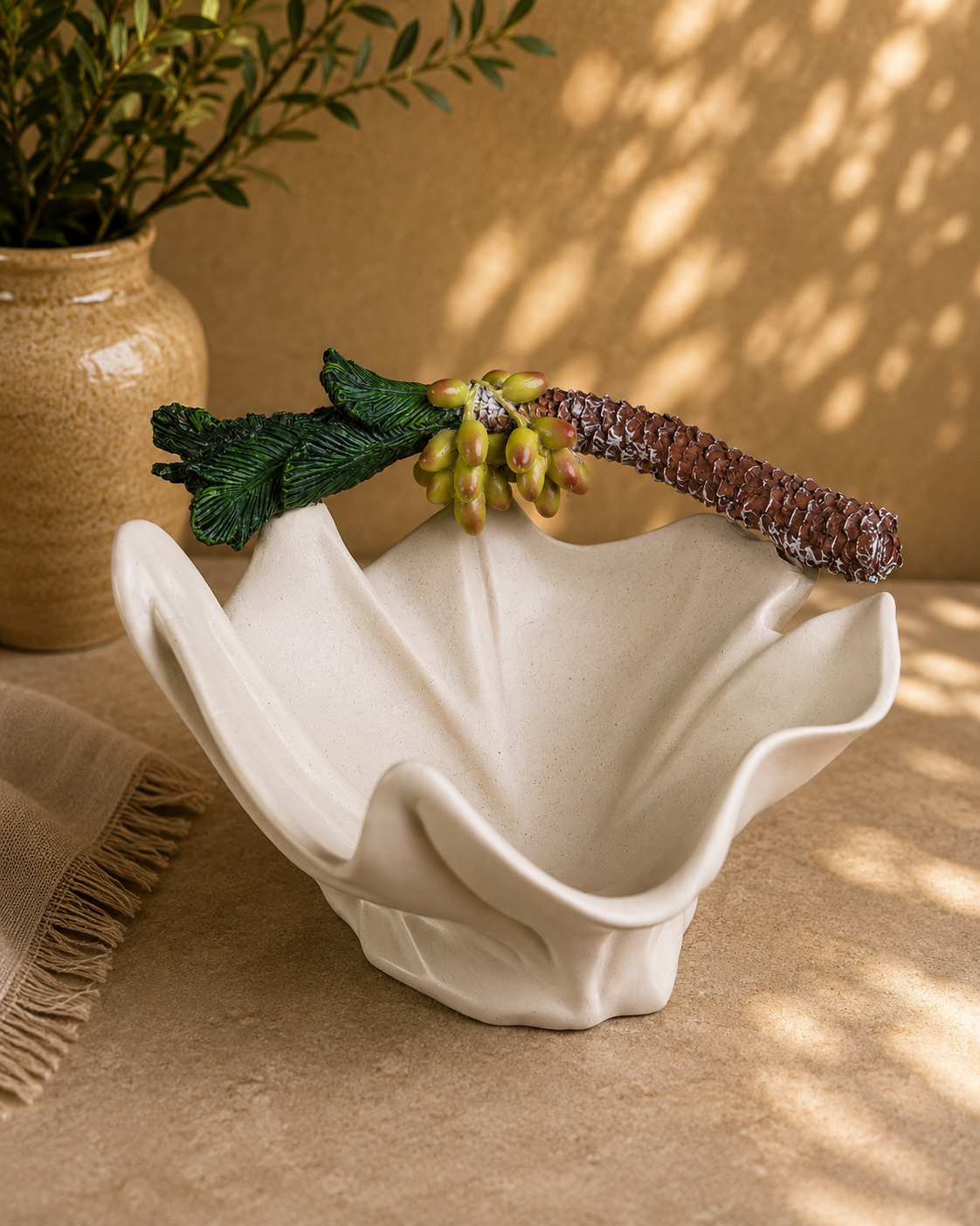 TT111 Palm Branch Decorative Serving Bowl & Multipurpose Holder