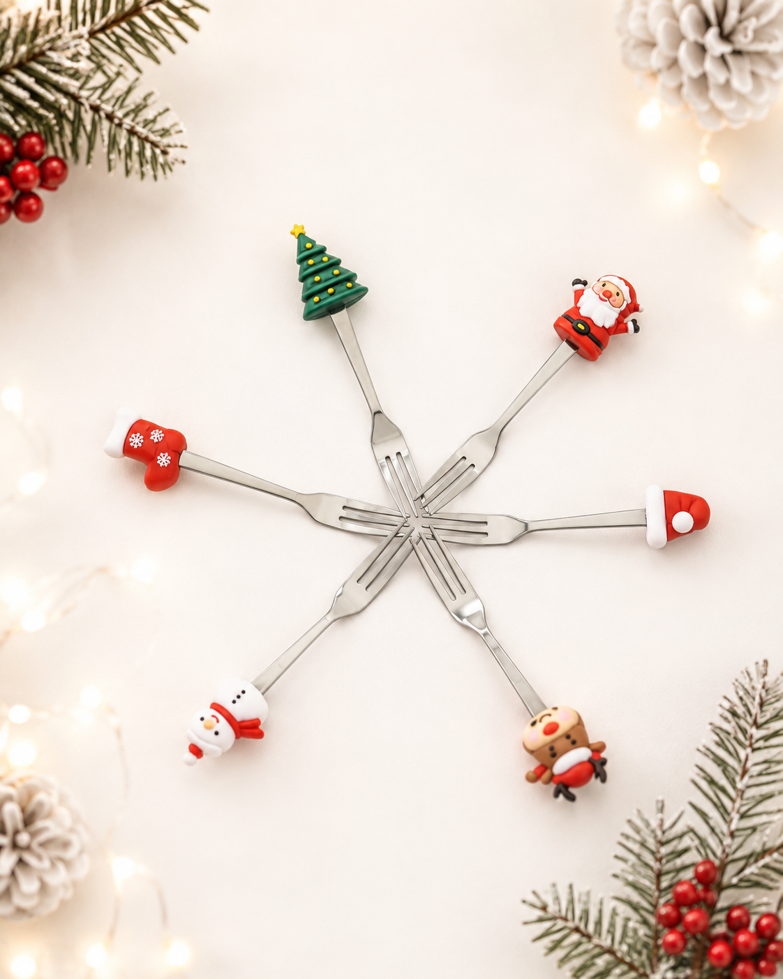 TT242 Christmas Forks with Red Bubble Vase Holder