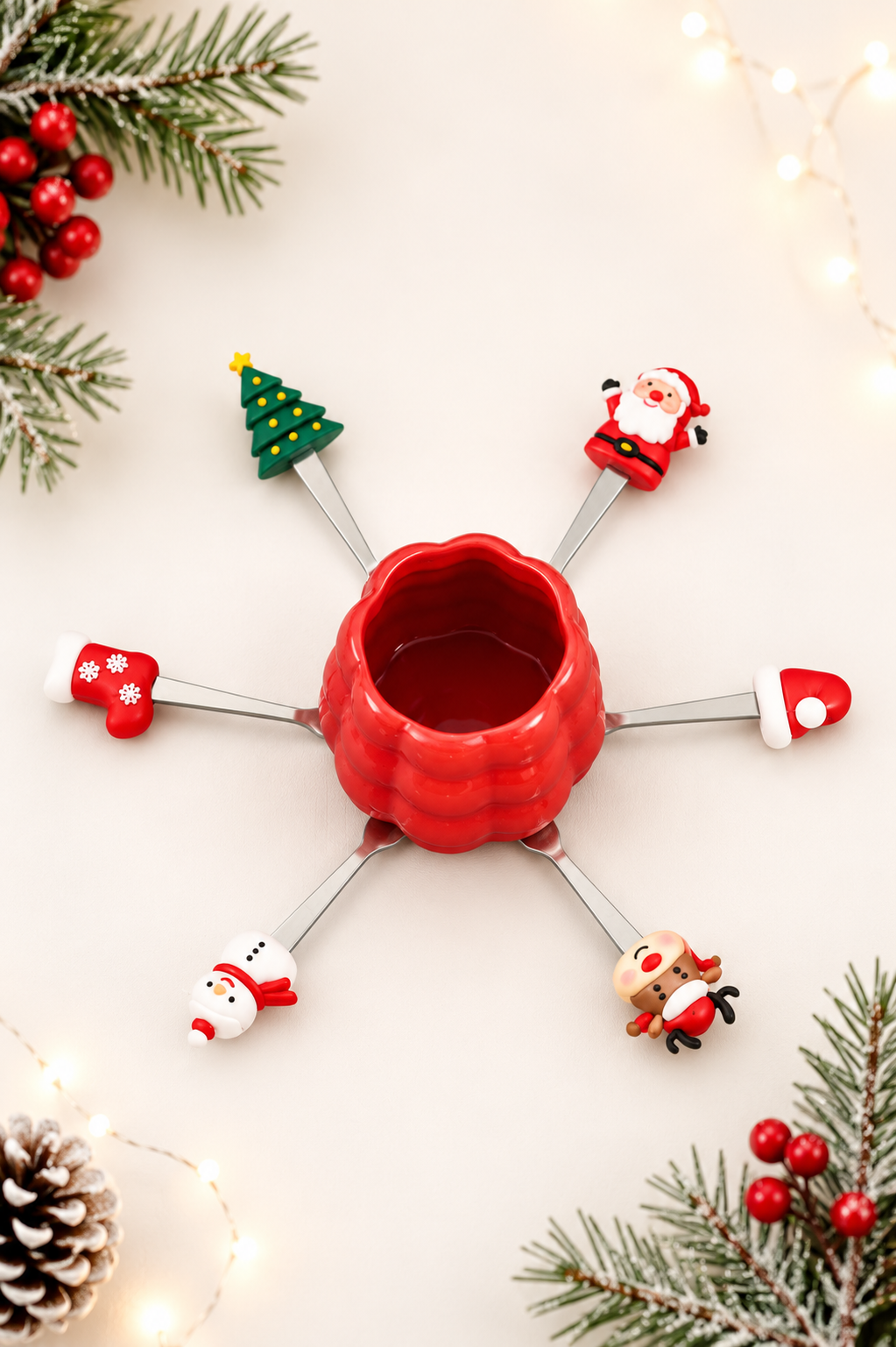 TT242 Christmas Forks with Red Bubble Vase Holder