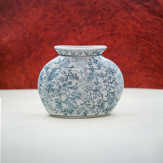 THD072 Blue Floral Ceramic Decorative Vase