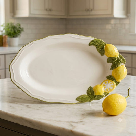 TT-008 Lemon Design Ceramic Serving Platter
