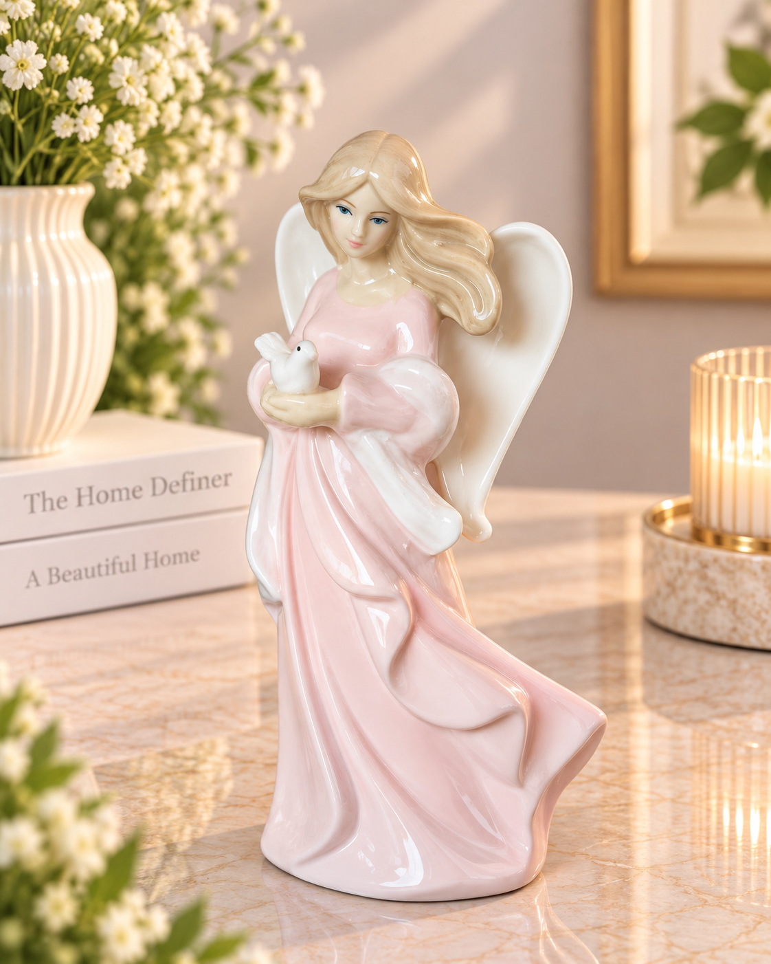 THD100 ANGEL WITH DOVE FIGURINE
