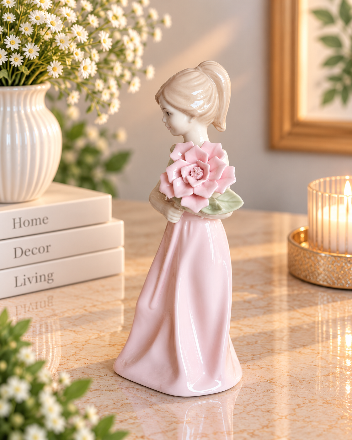THD100 LADY WITH FLOWER FIGURINE