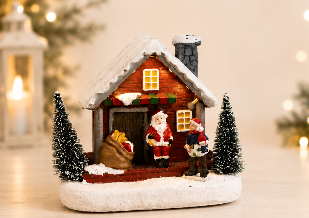 THD671 Resin Christmas Village House with Light