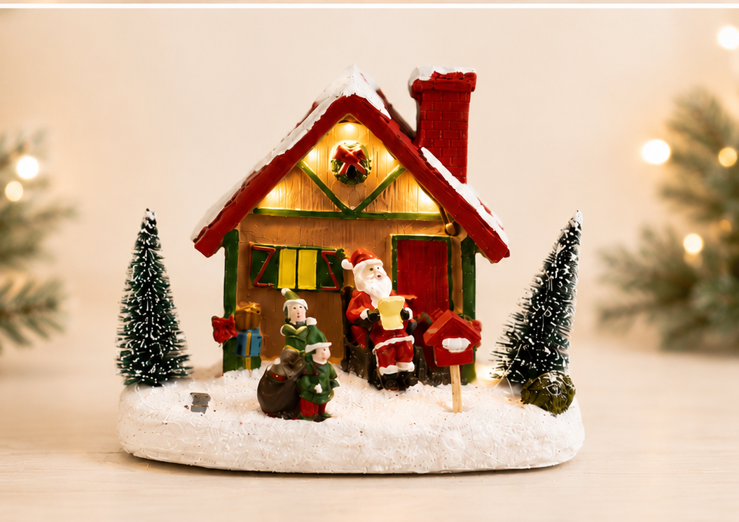 THD671 Resin Christmas Village House with Light