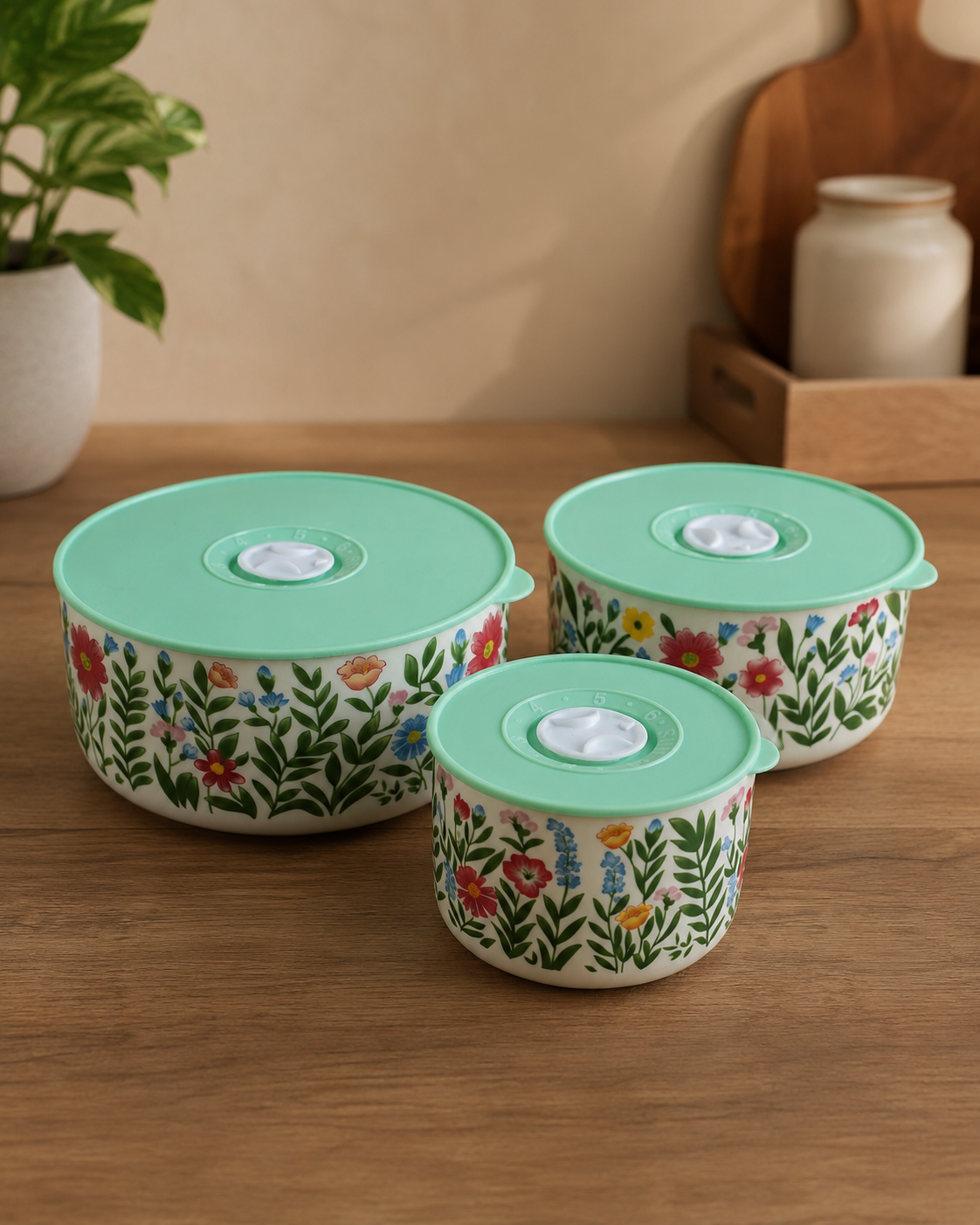 DD-135 Set of 3 Ceramic Storage Containers with Airtight Lids