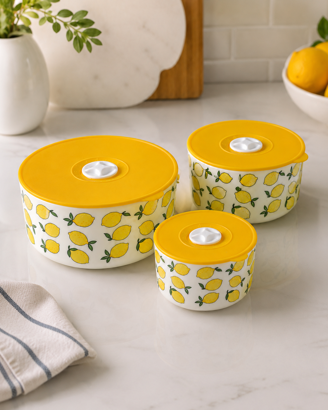 DD-136 Set of 3 Ceramic Storage Containers with Airtight Lids