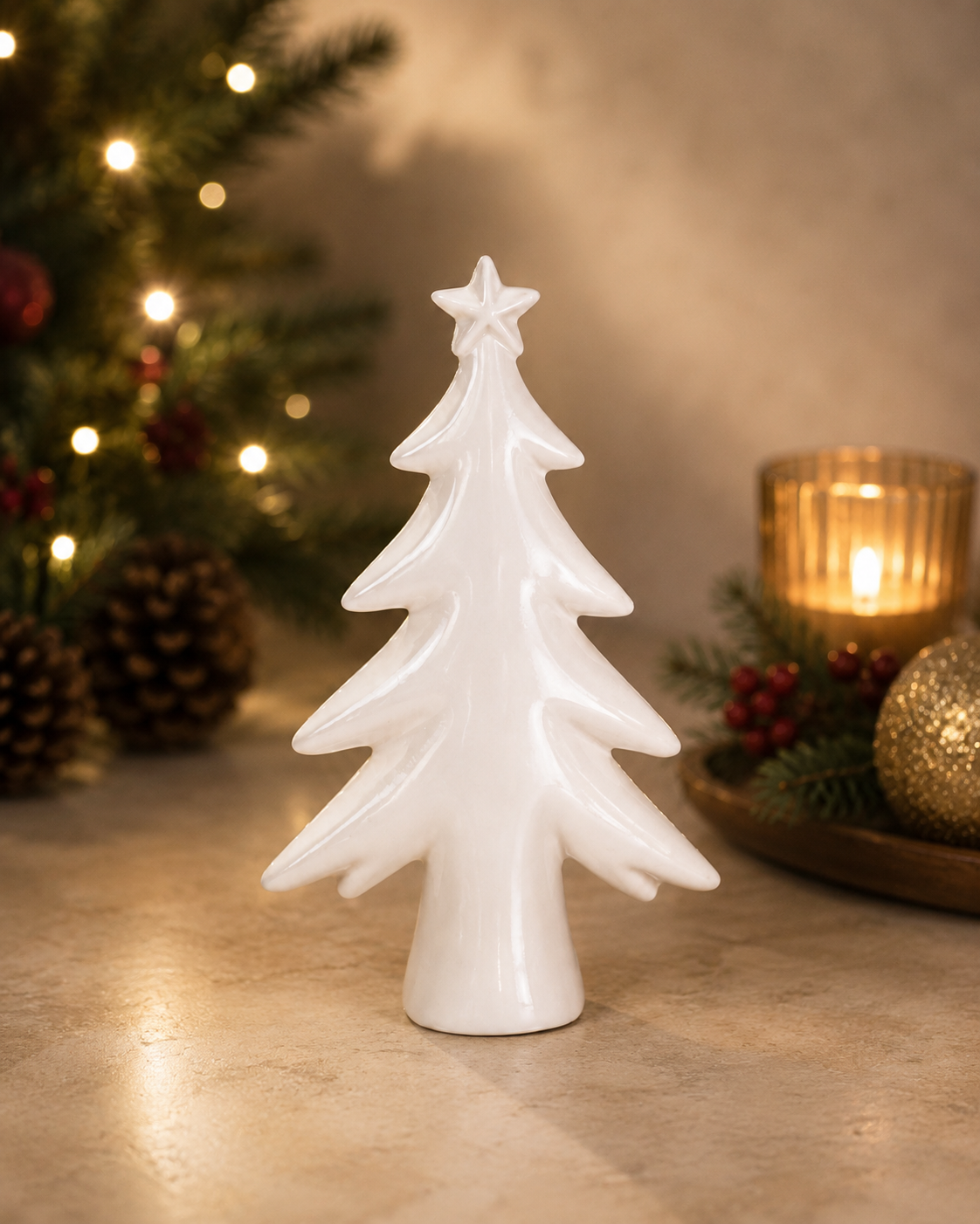 THD549 Glossy White Ceramic Christmas Tree