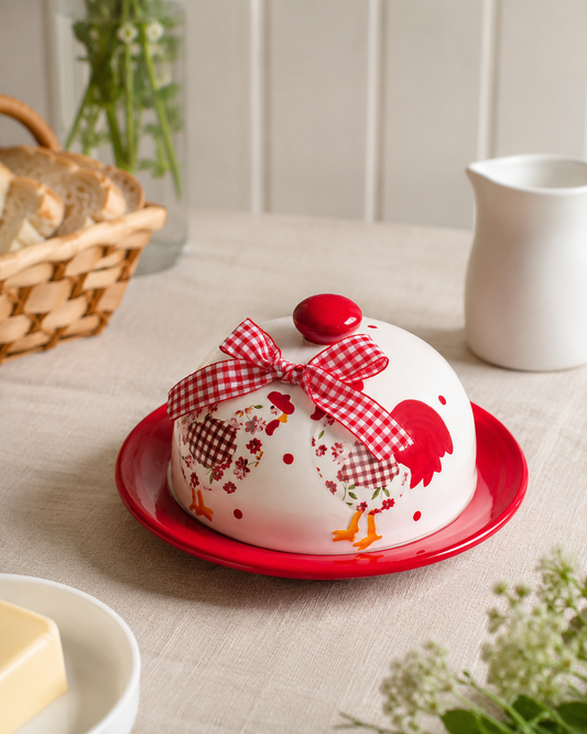 TT-222 Ceramic Butter Dish with Lid & Platter