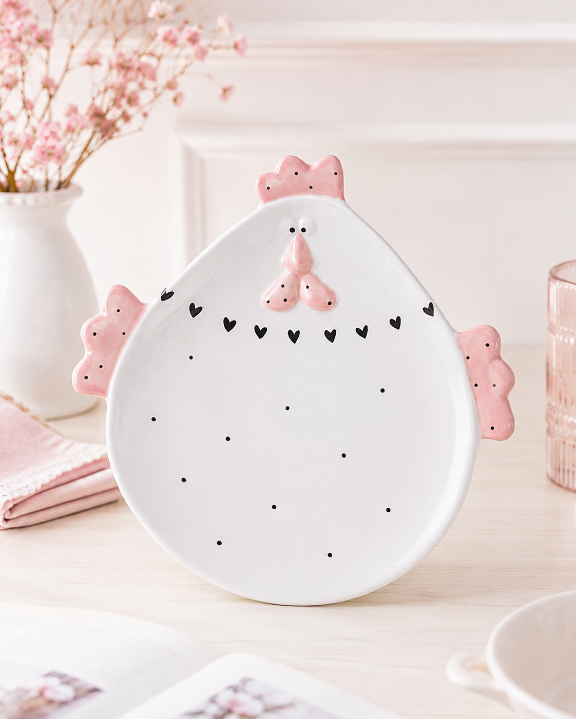 TT-220 Ceramic Hen Decorative Serving Platter