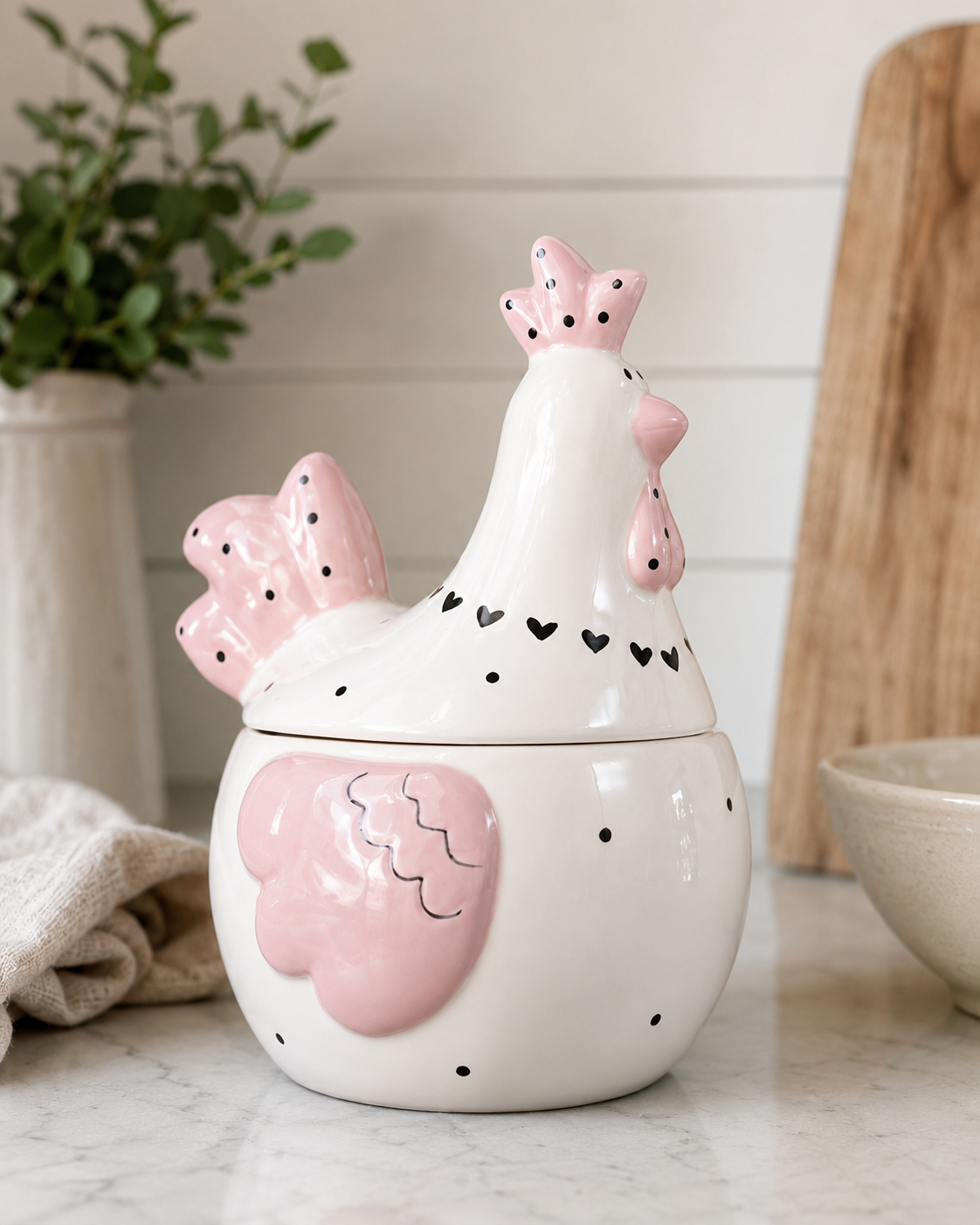 TT-237 Ceramic Chicken Storage Jar with Lid
