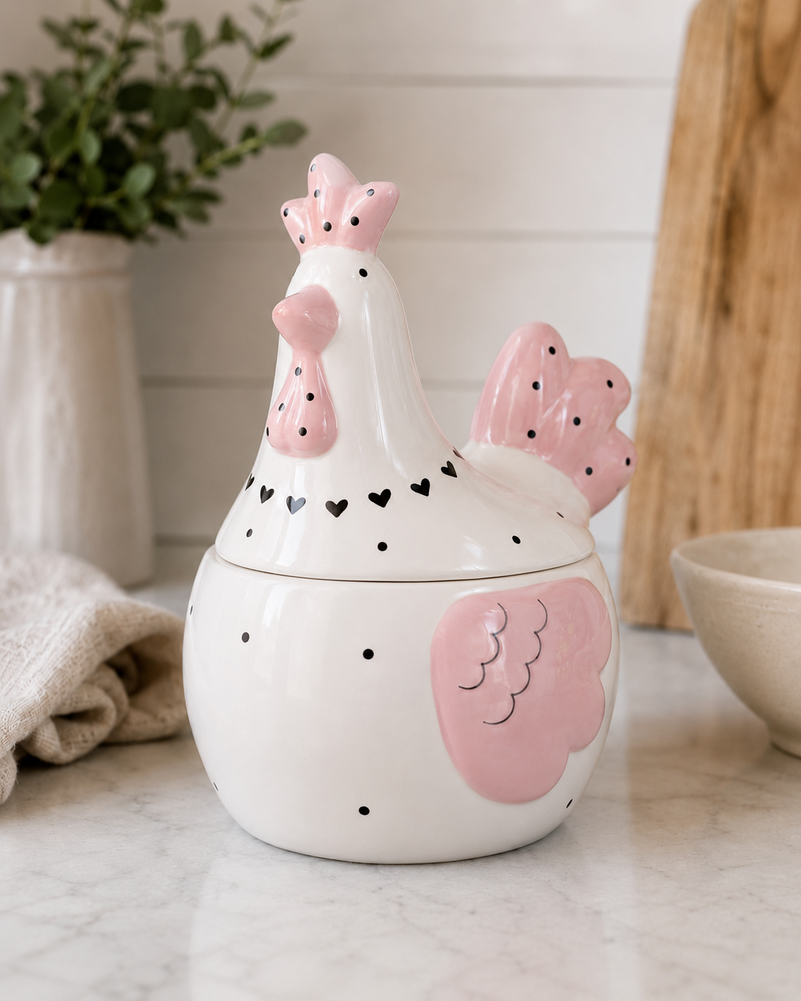 TT-237 Ceramic Chicken Storage Jar with Lid