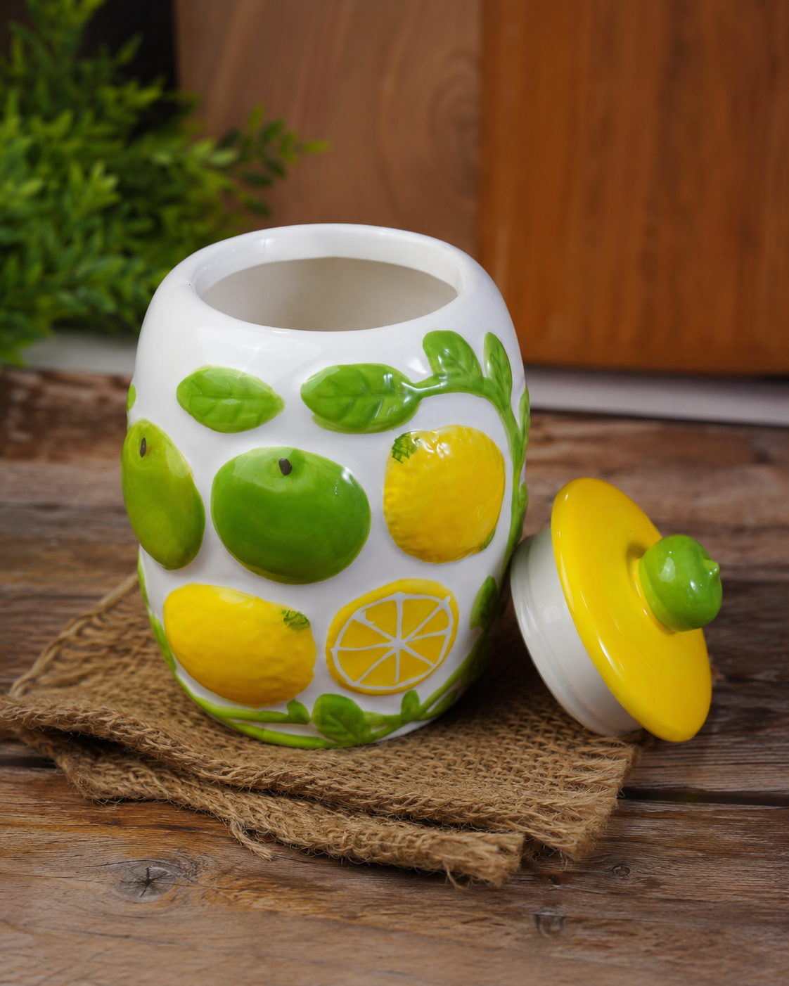 TT-301 Large Ceramic Lemon Storage Jar with Lid