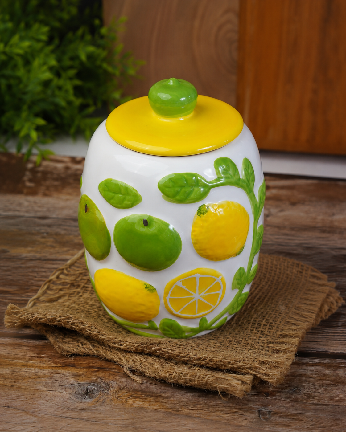 TT-301 Large Ceramic Lemon Storage Jar with Lid