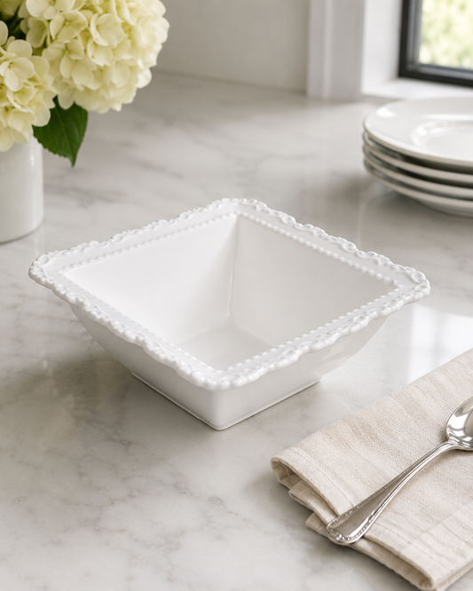 TT - 082 Elegant White Ceramic Serving Bowl