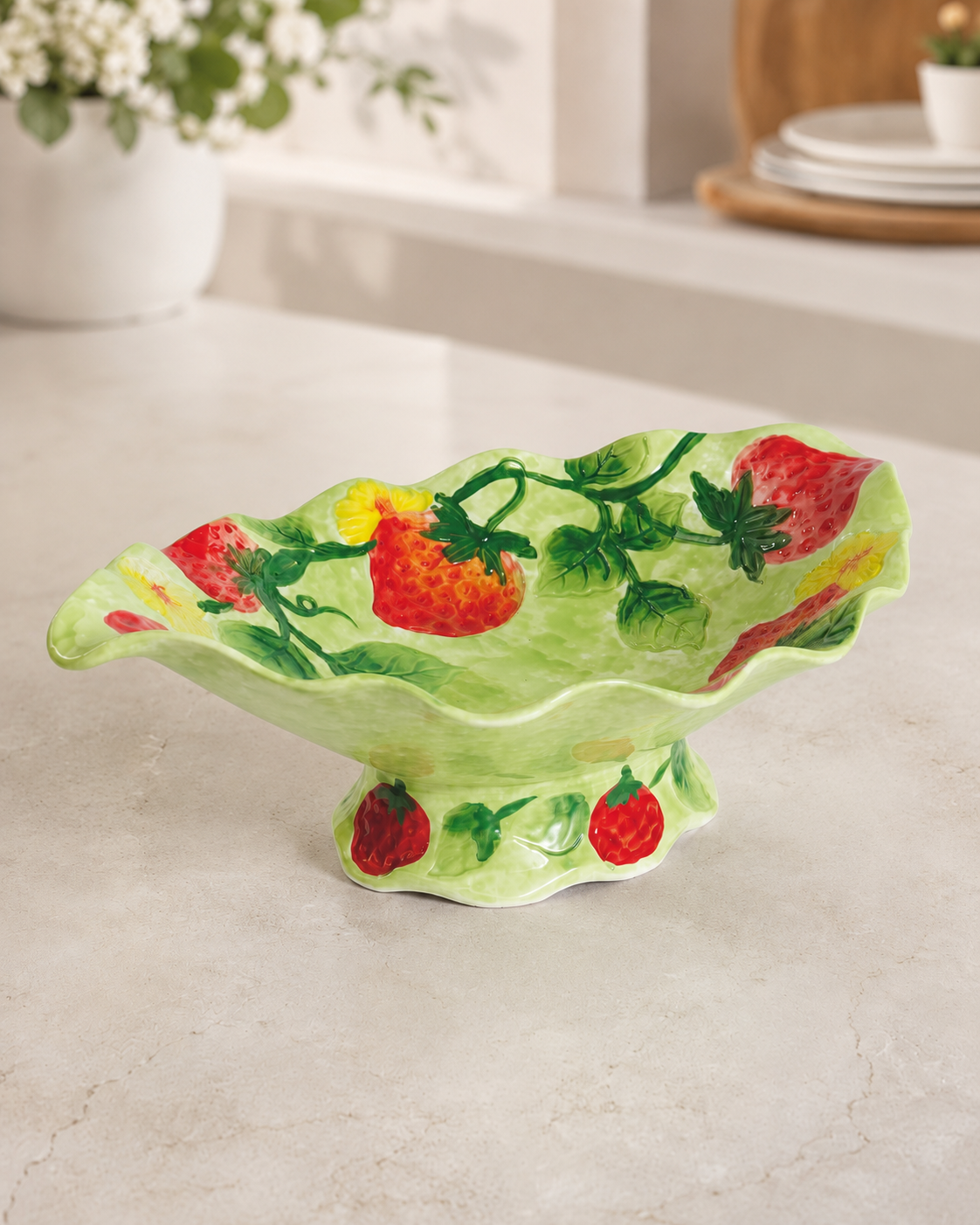 TT 030 Strawberry Design Ceramic Serving Platter