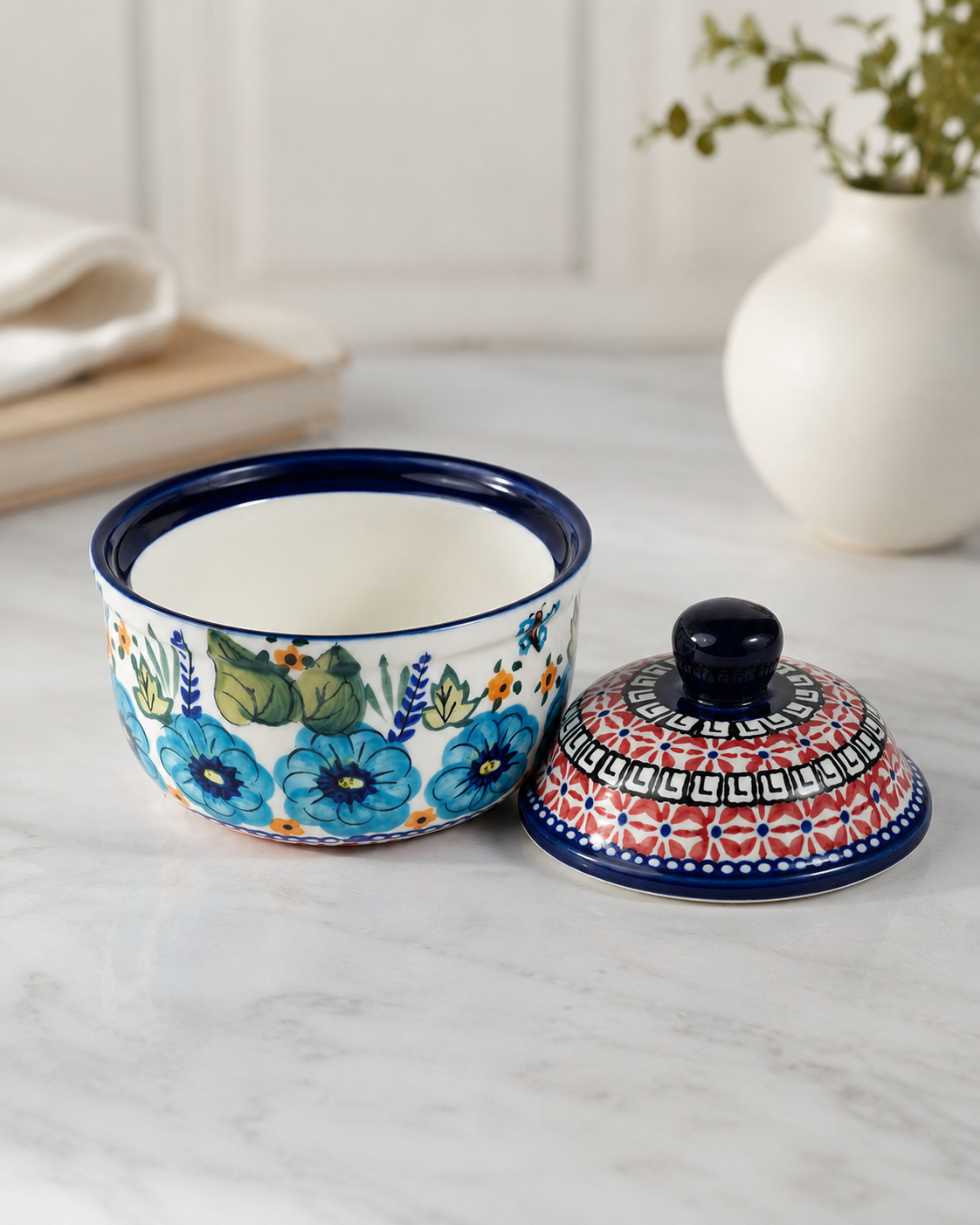 DD-100 Hand-Painted Ceramic Storage Jar with Lid