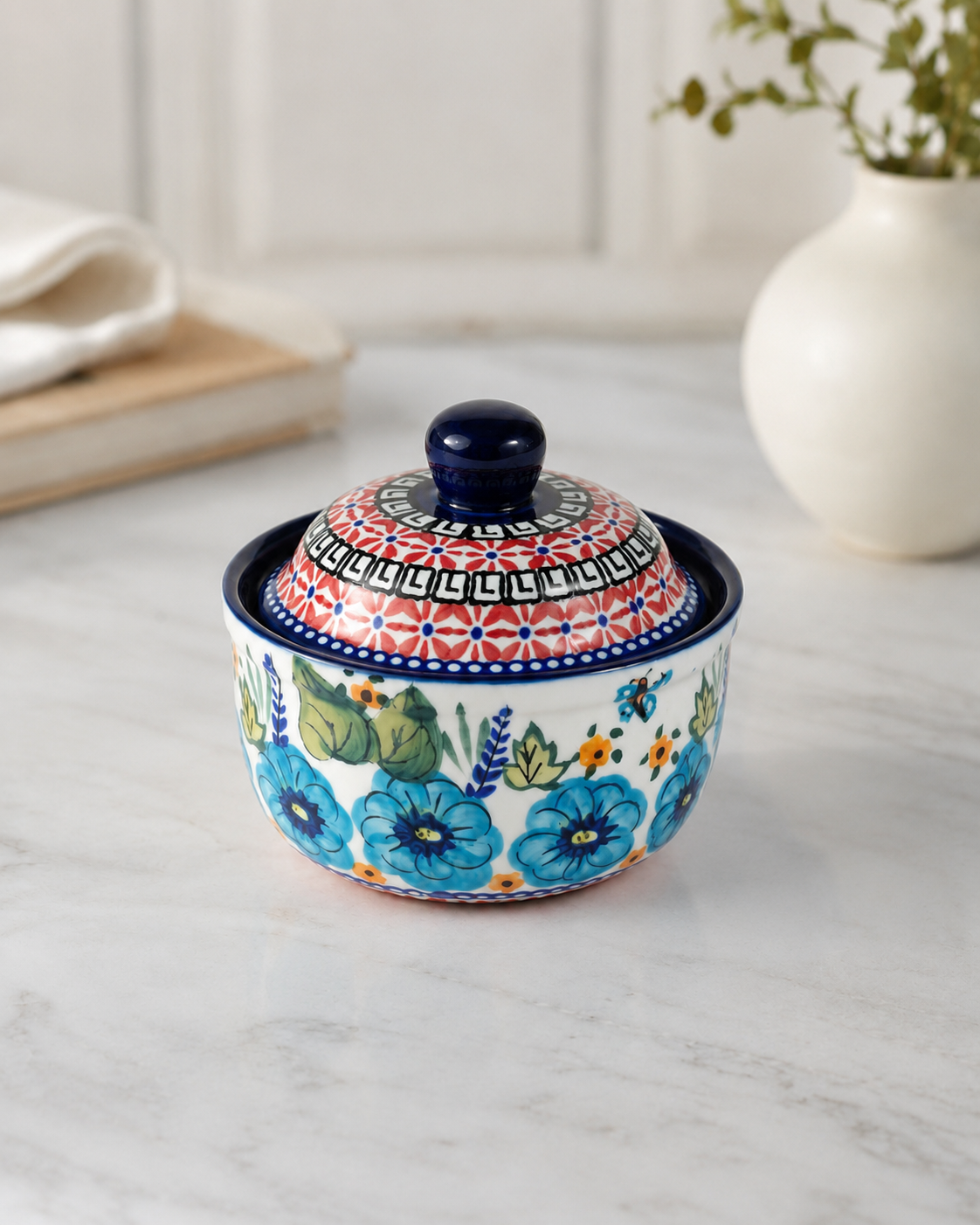 DD-100 Hand-Painted Ceramic Storage Jar with Lid