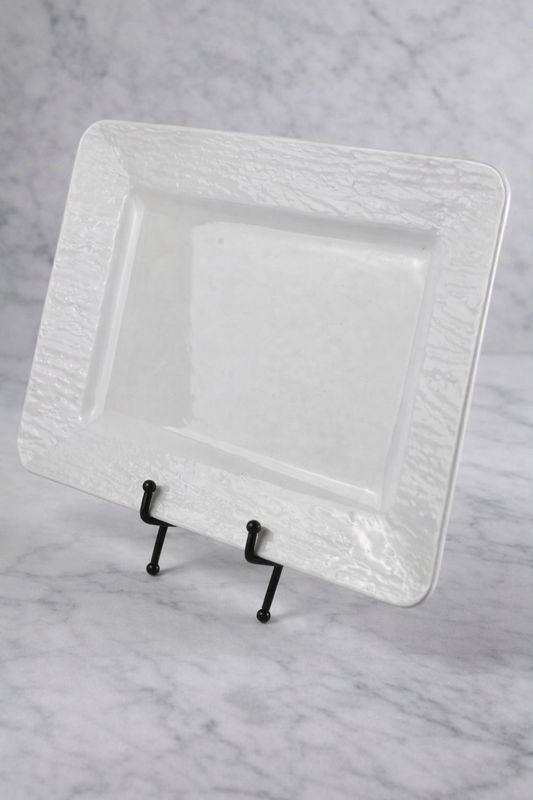 TT - 077 Embossed White Ceramic Serving Platter |