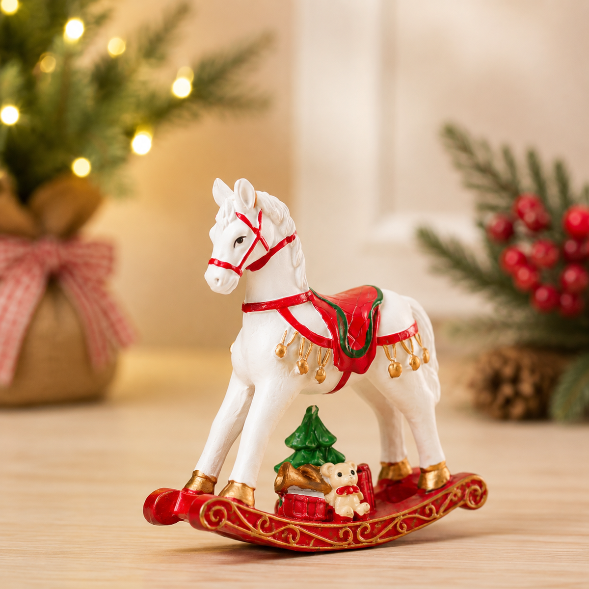 THD208 Resin Christmas Rocking Horse Décor