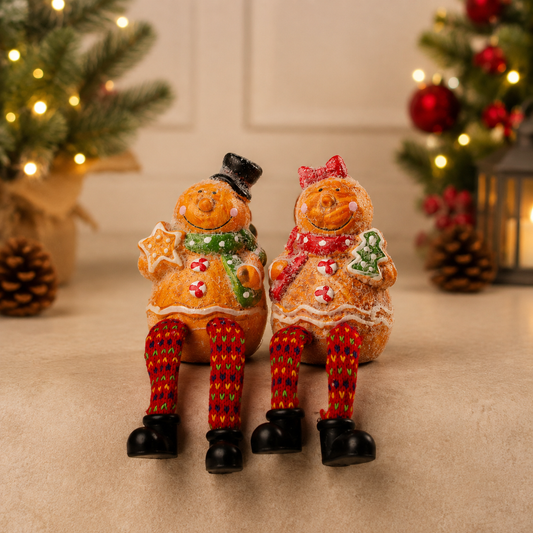 THD292 Christmas Gingerbread Snowman & Snowwoman Figurine