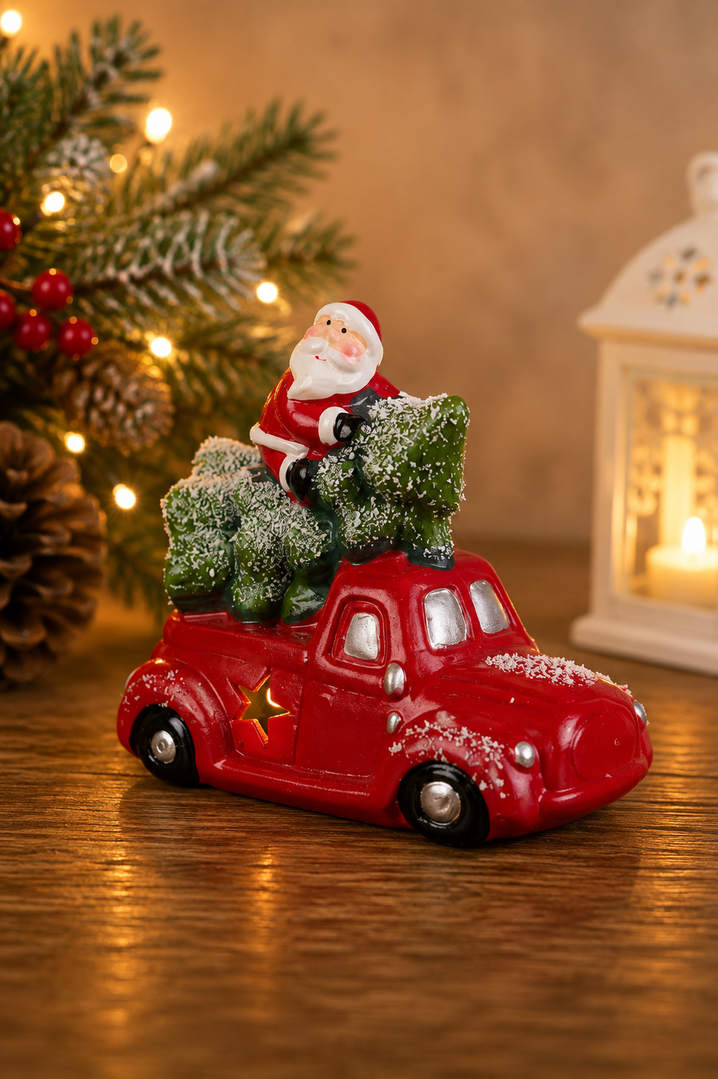 THD775 Light-Up Santa & Snowman Christmas Car Décor